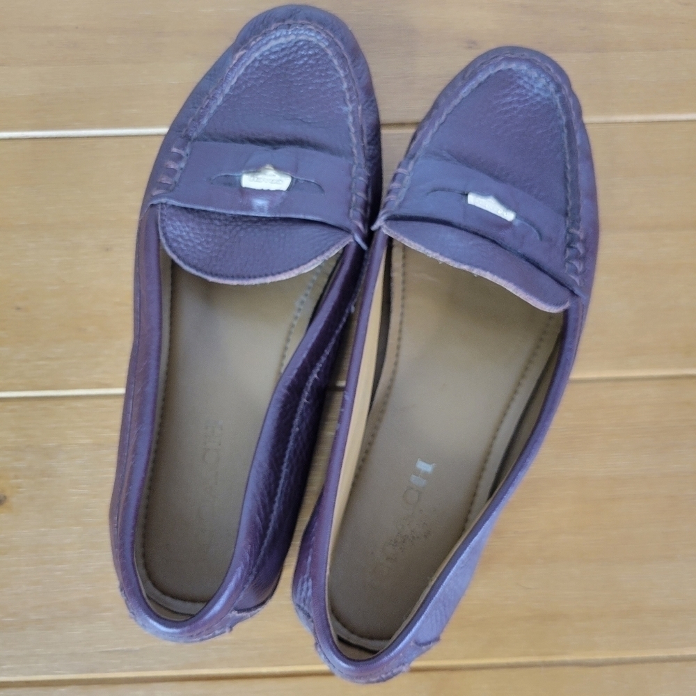Women's burgundy Coach Penny Loafers - Picture 2 of 7